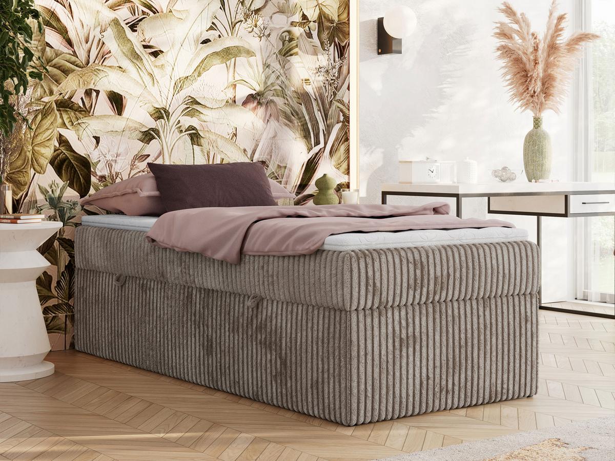 BOXBETT ZERO 90/200 - Hellbraun Cord - H3 - Topper Visco - Hellbraun, Textil (90/200cm) - MKS