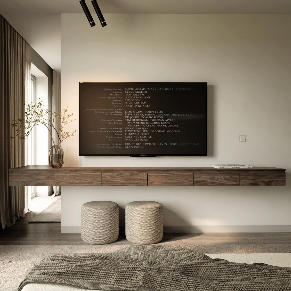 TV-LOWBOARD Bemmi Slim 6-türig, Holzoptik Walnuss Wisconsin, 300 cm - Dunkelbraun, Holzwerkstoff (300/18.2/31.6cm) - Selsey