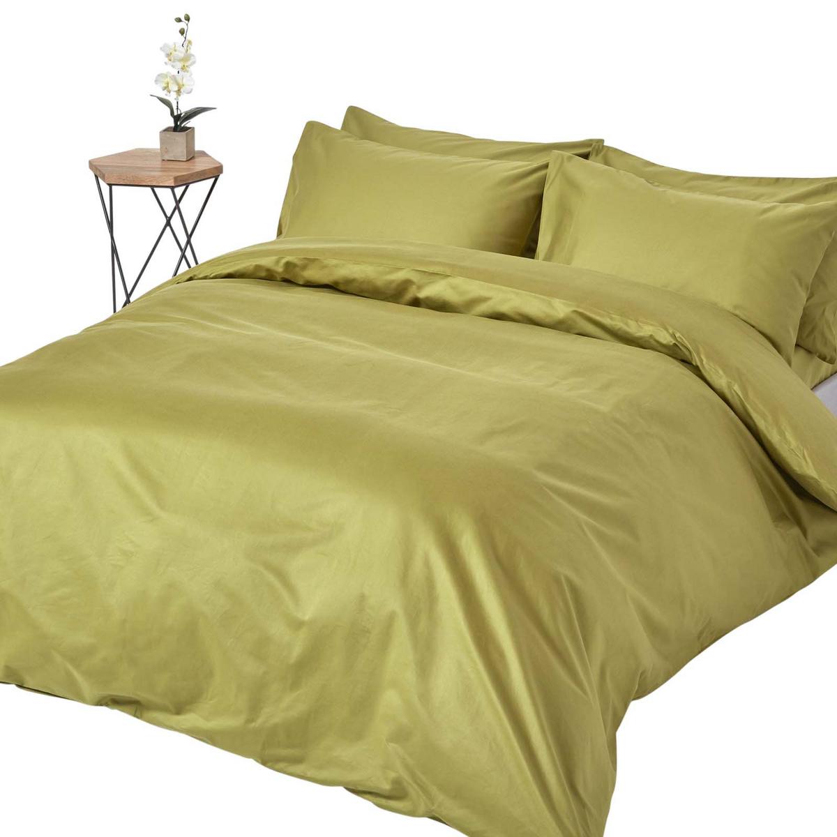 BETTWÄSCHE Premium, Ägyptische Baumwolle, Fadendichte 1000 - Olivgrün, Textil (230/220cm) - Homescapes
