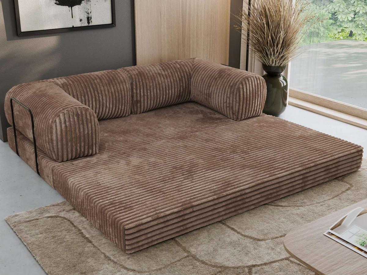 3-SITZER SOFA ORSETTO - Braun Cord - Schwarz/Braun, Textil/Metall (200/70/100cm) - MKS