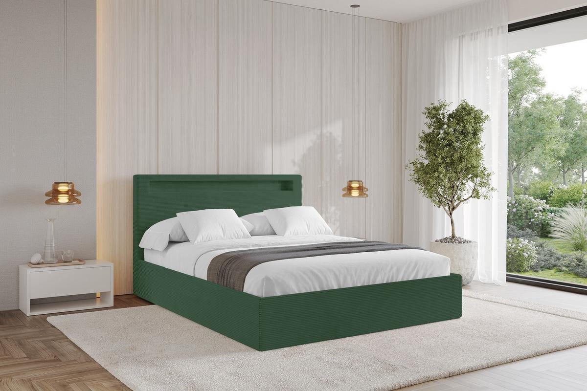 POLSTERBETT mit Bettkasten und Lattenrost, Bett mit Matratze H3/H4 - GOLA 180x200 Grün - Olivgrün, Holzwerkstoff/Textil (180/200cm) - ALTDECOR
