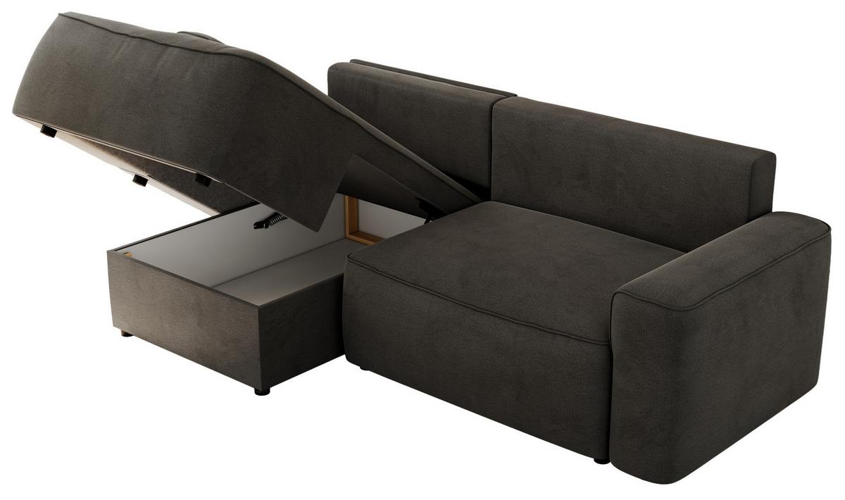 ECKSOFA BELLUNO L Dunkelgrau Velvet - Links - Dunkelgrau/Schwarz, Textil (144/233cm) - MKS
