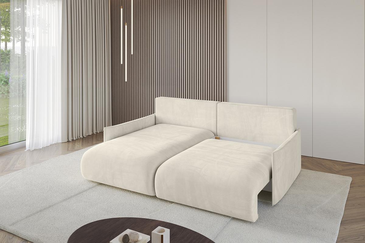 ECKSOFA Ottomane links ONESK-L-v1 216x177x72 Ecru Velours - Ecru, Holzwerkstoff/Kunststoff (216/177cm) - ALTDECOR