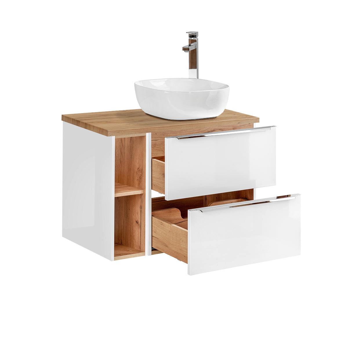 BADMÖBEL 80.4cm April 2er-Set Weiß - Weiß, Holzwerkstoff (80.4/59/46cm) - Petits-meubles