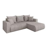 ECKSOFA mit Schlaffunktion Ottomane Rechts MILA-L 277x194x86 Hellgrau Velours - Hellgrau/Schwarz, Holzwerkstoff/Kunststoff (277/194cm) - ALTDECOR