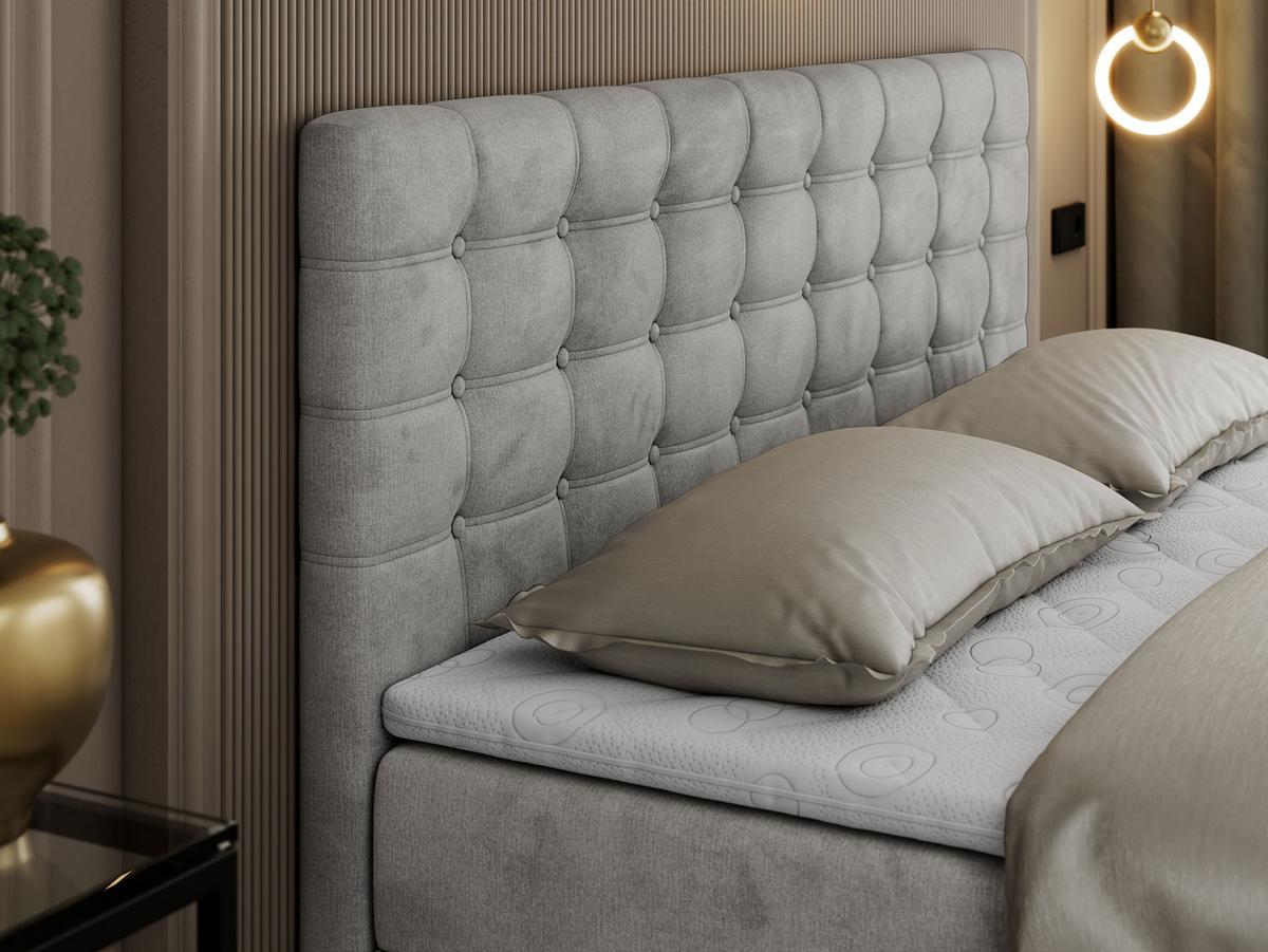 BOXBETT SUSAN 140/200 Hellgrau Velvet - H3 - Hellgrau, Holz/Textil (140/200cm) - MKS