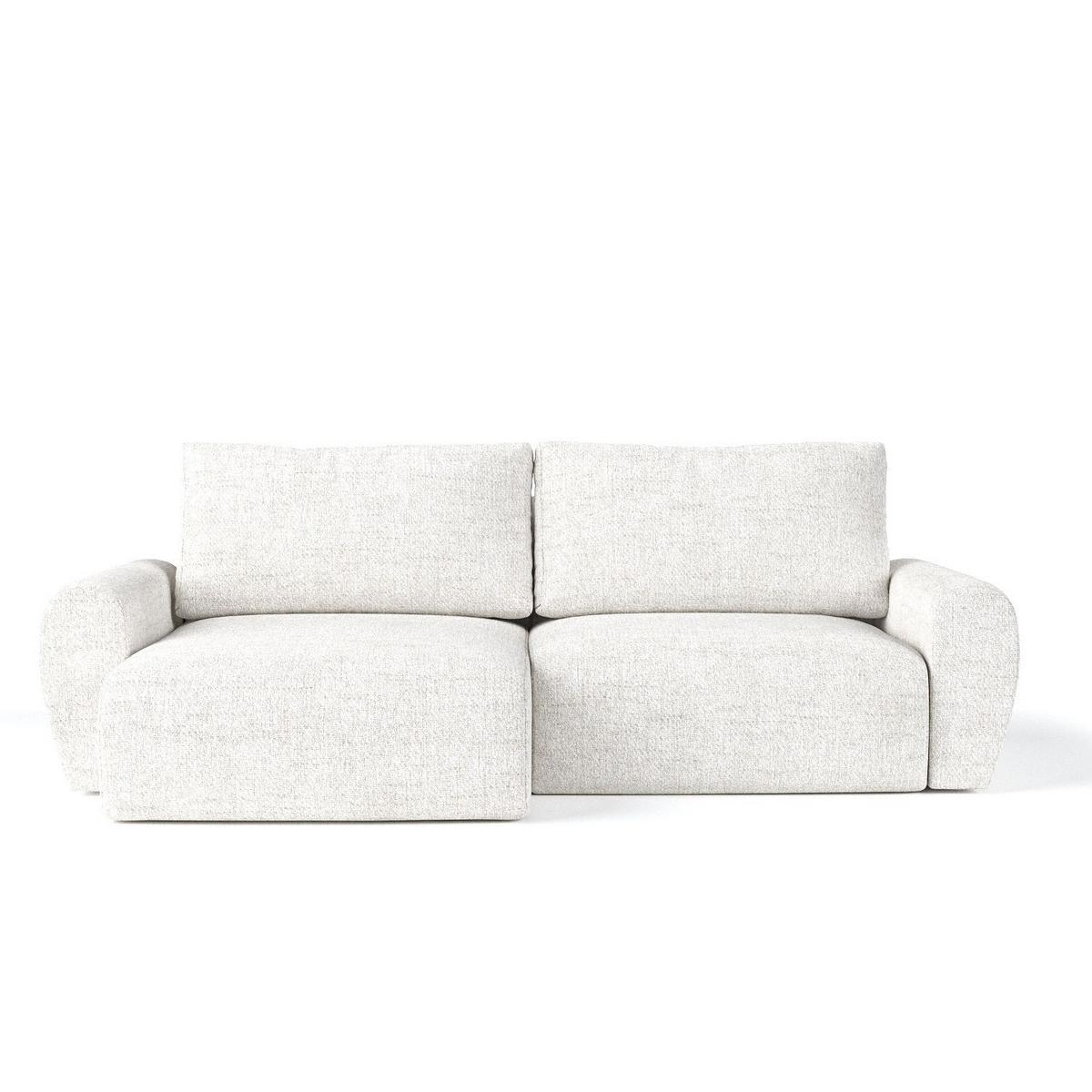 ECKSOFA OMARI mit Schlaffunktion Creme im Neve Stoff - Creme/Schwarz, Holz/Holzwerkstoff (253/153cm) - AltaBeds
