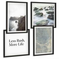 BILDER SET 4er Set - 50x50 cm & 40x60 cm Schwarzer Rahmen - Grüner Marmor Melancholie - Schwarz, Kunststoff (50/50cm) - TULUP