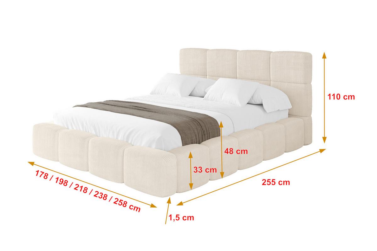 POLSTERBETT mit Bettkasten und Lattenrost, Bett mit Kopfteil, Boxbett ohne Matratze, Doppelbett mit Stauraum - NATA 120x200 Beige - Schieferfarben, Holzwerkstoff/Textil (120/200cm) - ALTDECOR