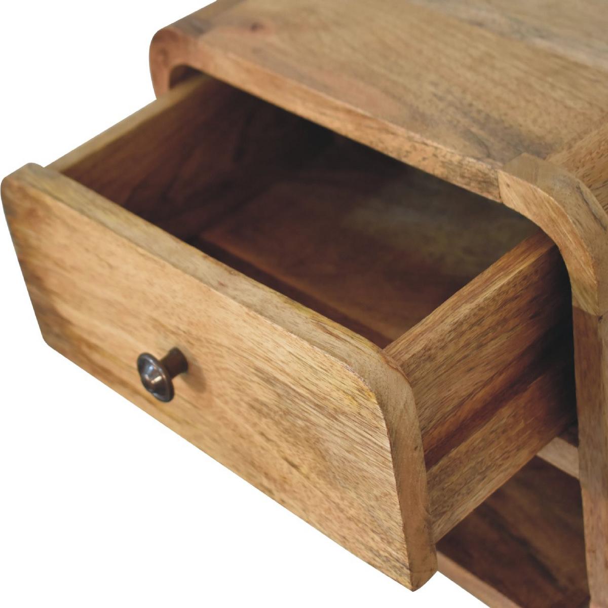 NACHTTISCH und Wandhalterungsfunktion, 1 Schublade, 1 Offenes Fach, Beige - Messingfarben/Braun, Holz/Metall (30/25/25cm) - Artisan Furniture