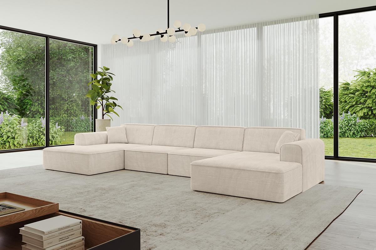 WOHNLANDSCHAFT IREA-U2-v3 - 386x165x77 cm Beige - Beige, Holzwerkstoff/Textil (386/77/165cm) - ALTDECOR