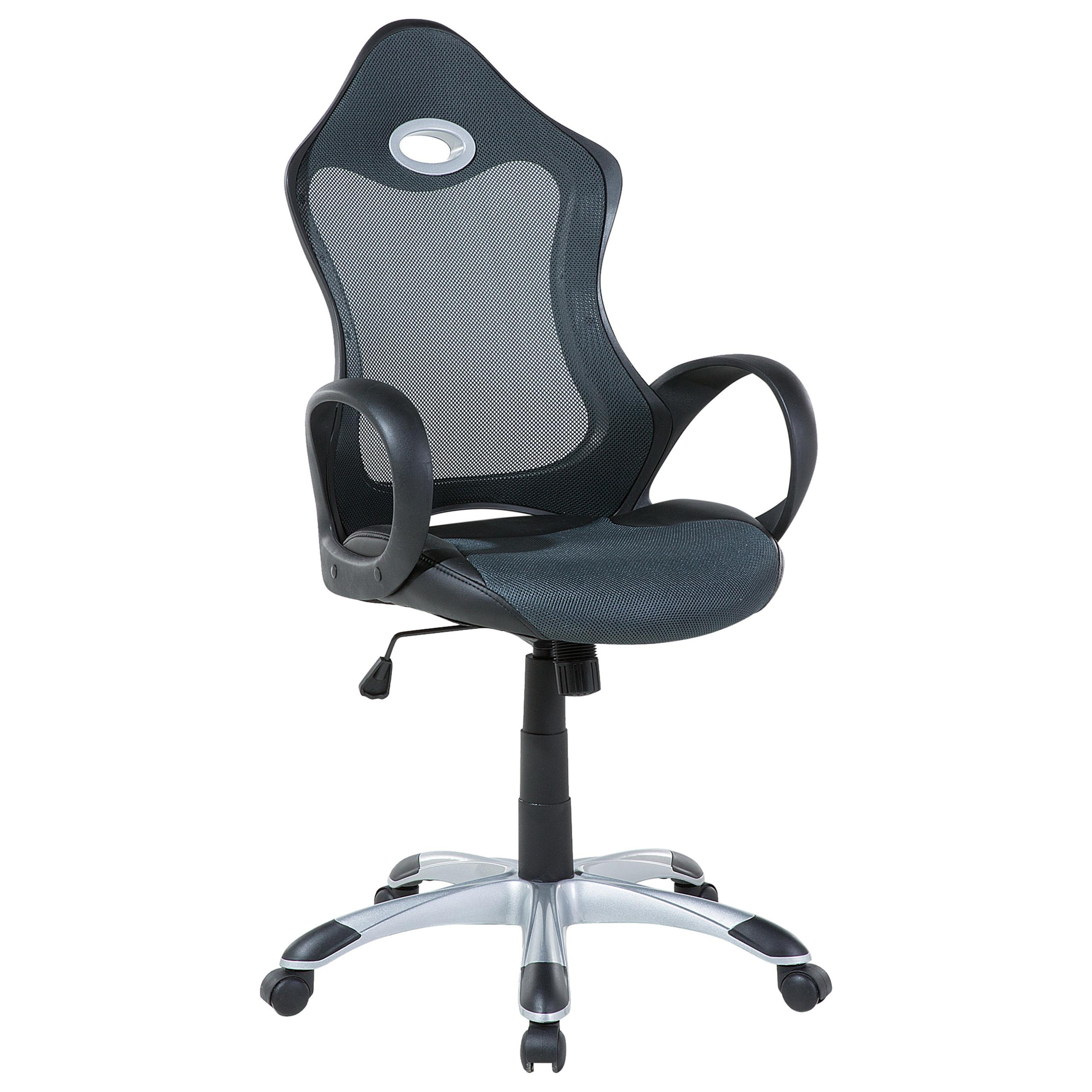 BÜROSTUHL Polyester Graugrün Ichair - Schwarz, Kunststoff/Textil (67/109/67cm) - Beliani