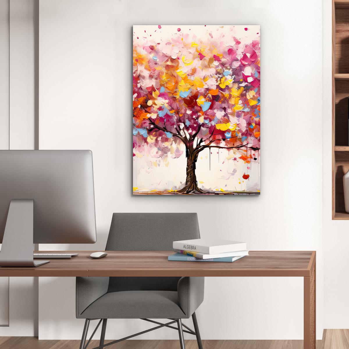 METALLBILD Aquarell - Baum - Kunst - Abstrakt 60x80 cm - Multicolor, Metall (60/80cm) - MuchoWow