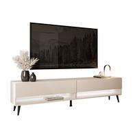 LOWBOARD TV-Schrank CALANTE 180 cm auf schrägen schwarzen Beinen - Kaschmir/Schwarz, Holzwerkstoff/Metall (180/43/35cm) - Lookway