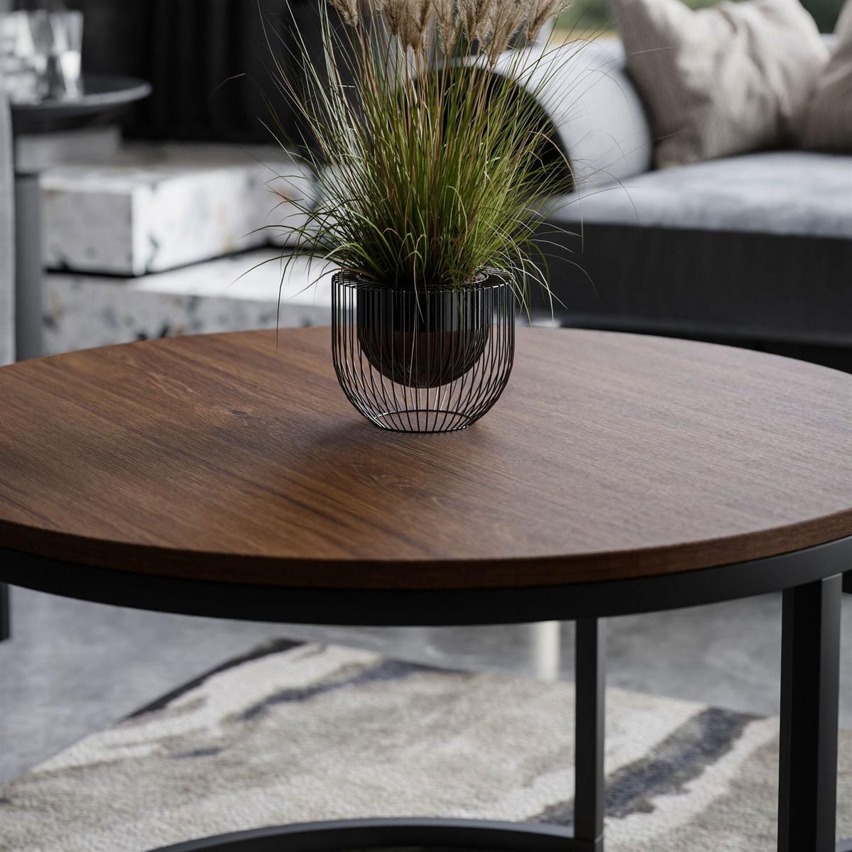 COUCHTISCH CIRI MIX SLIM 2-in-1 - Dunkelbraun, Holzwerkstoff (70/70/48cm) - Lookway