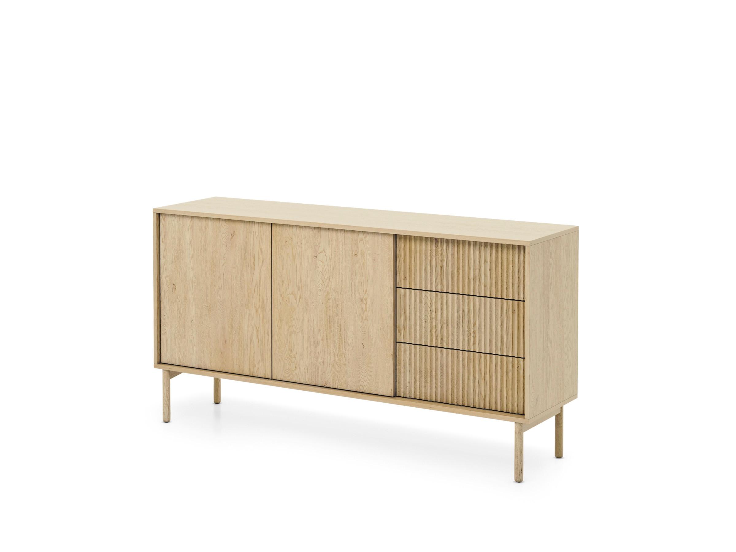 SIDEBOARD ROCCO 153,5x39,5x79,8 cm mit 3 Schubladen und 2 Türen Eichefarben - Braun, Holzwerkstoff (153.5/79.8/39.5cm) - MASSENO