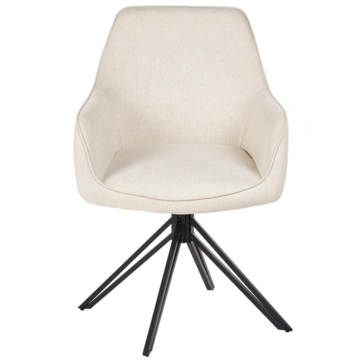 ESSZIMMERSTUHL 2er-Set drehbar Hellbeige Jodar - Beige, Textil (56/83/60cm) - Beliani