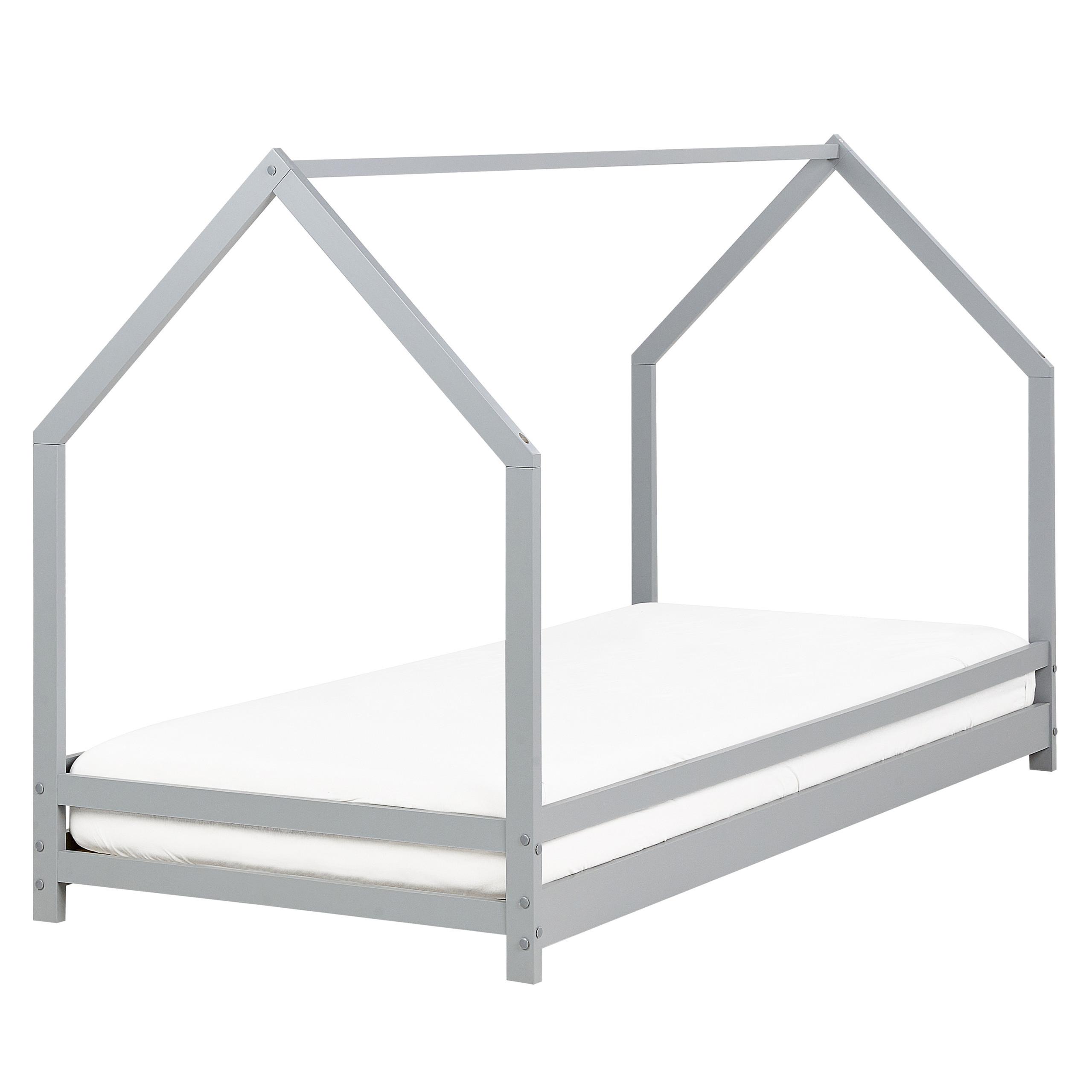 KINDER-HAUSBETT Grau 90-200 cm Appy - Grau, Holz (90/200cm) - Beliani