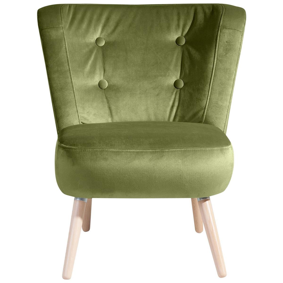 SESSEL Kassi Bezug Samtvelours Buche natur / oliv - Grün, Kunststoff (69/80/68cm) - 58aufmkessel