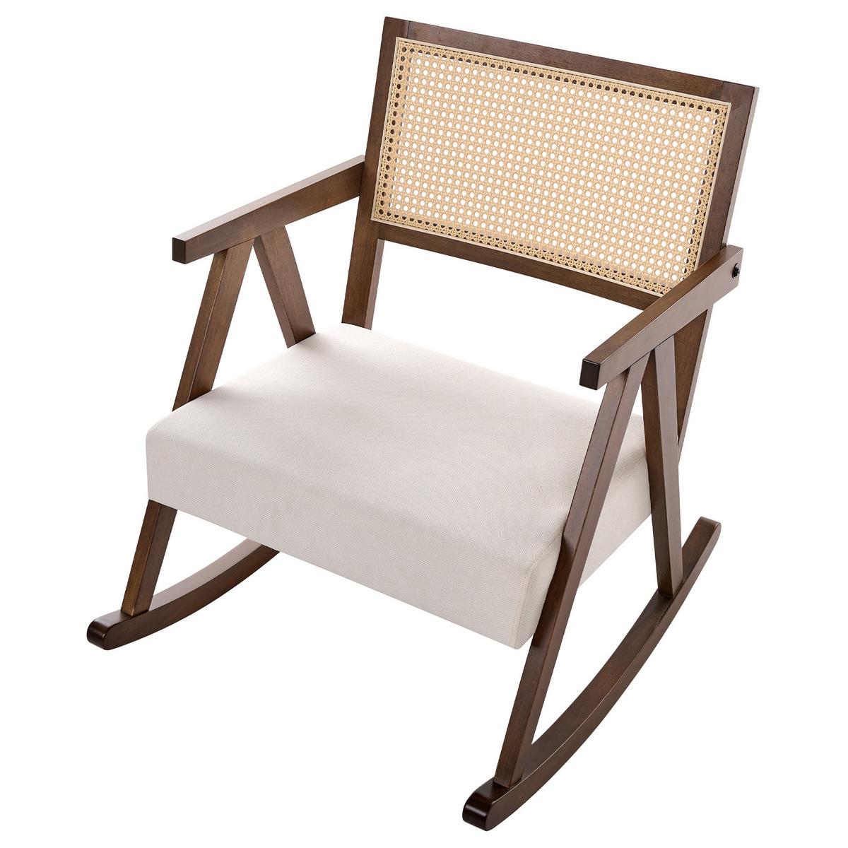 SCHAUKELSESSEL Holz Braun/Hellbeige Rya - Beige/Braun, Textil (65/79/78cm) - Beliani
