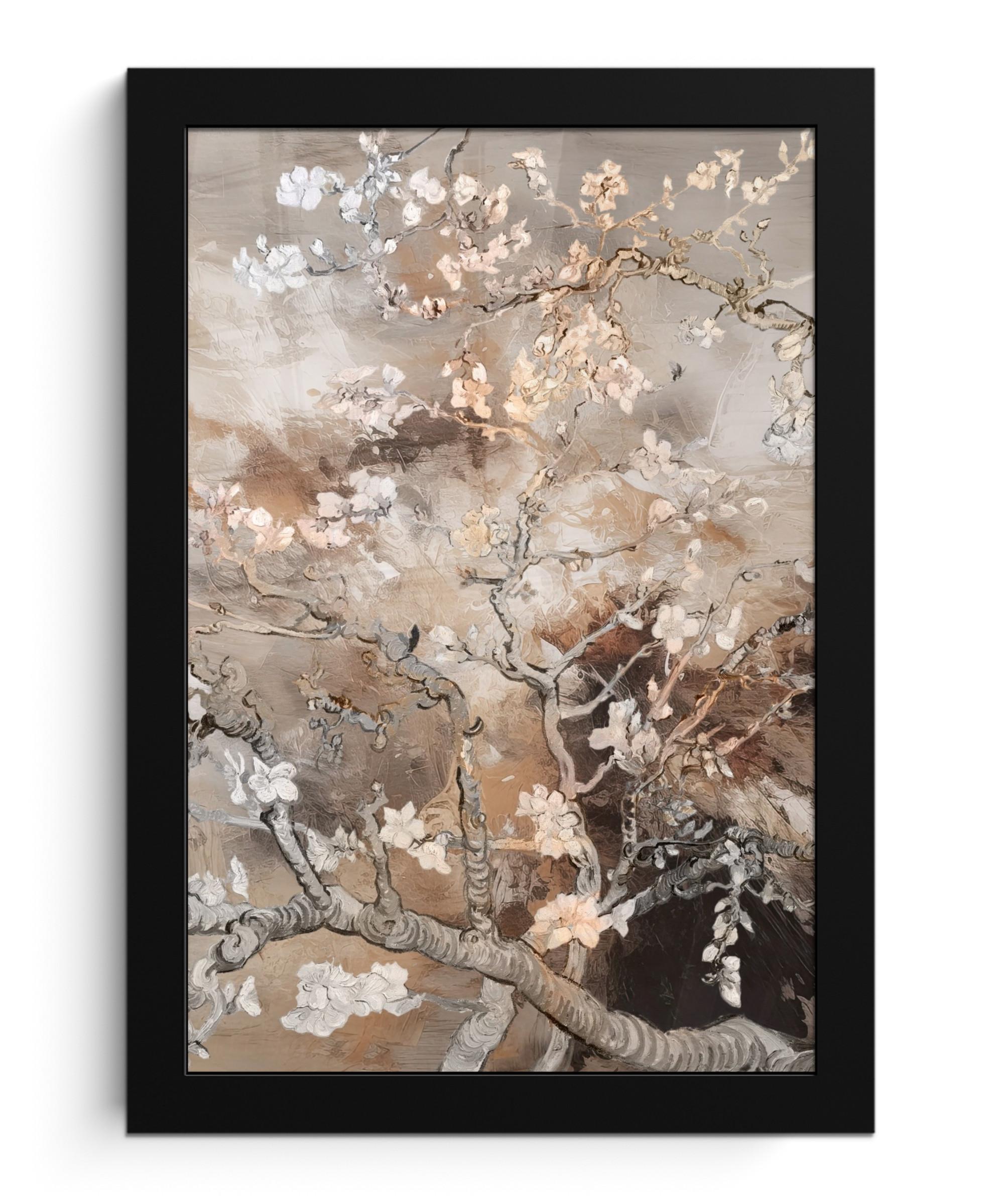 POSTER MIT RAHMENGERAHMTES BILD Mandelblüte - Kunst - Van Gogh - Beige - Abstrakt Poster 20x30 cm - Braun, Papier (20/30cm) - MuchoWow