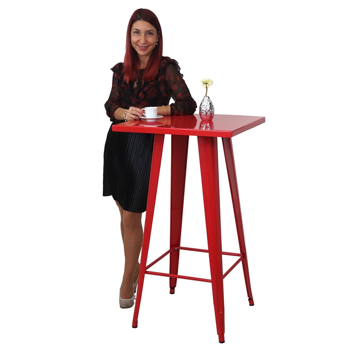 STEHTISCH METALL eckig Rot - Rot, Metall (60/60/105cm) - MCW