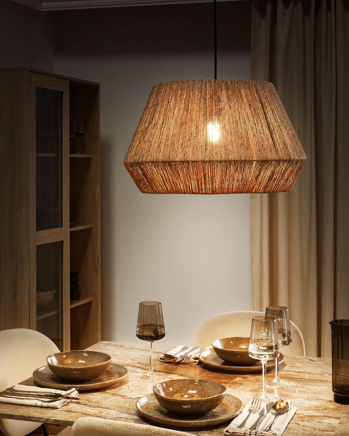 HÄNGELEUCHTE Jute Naturfarben Birau - Naturfarben, Naturmaterialien (48/48/128cm) - Beliani
