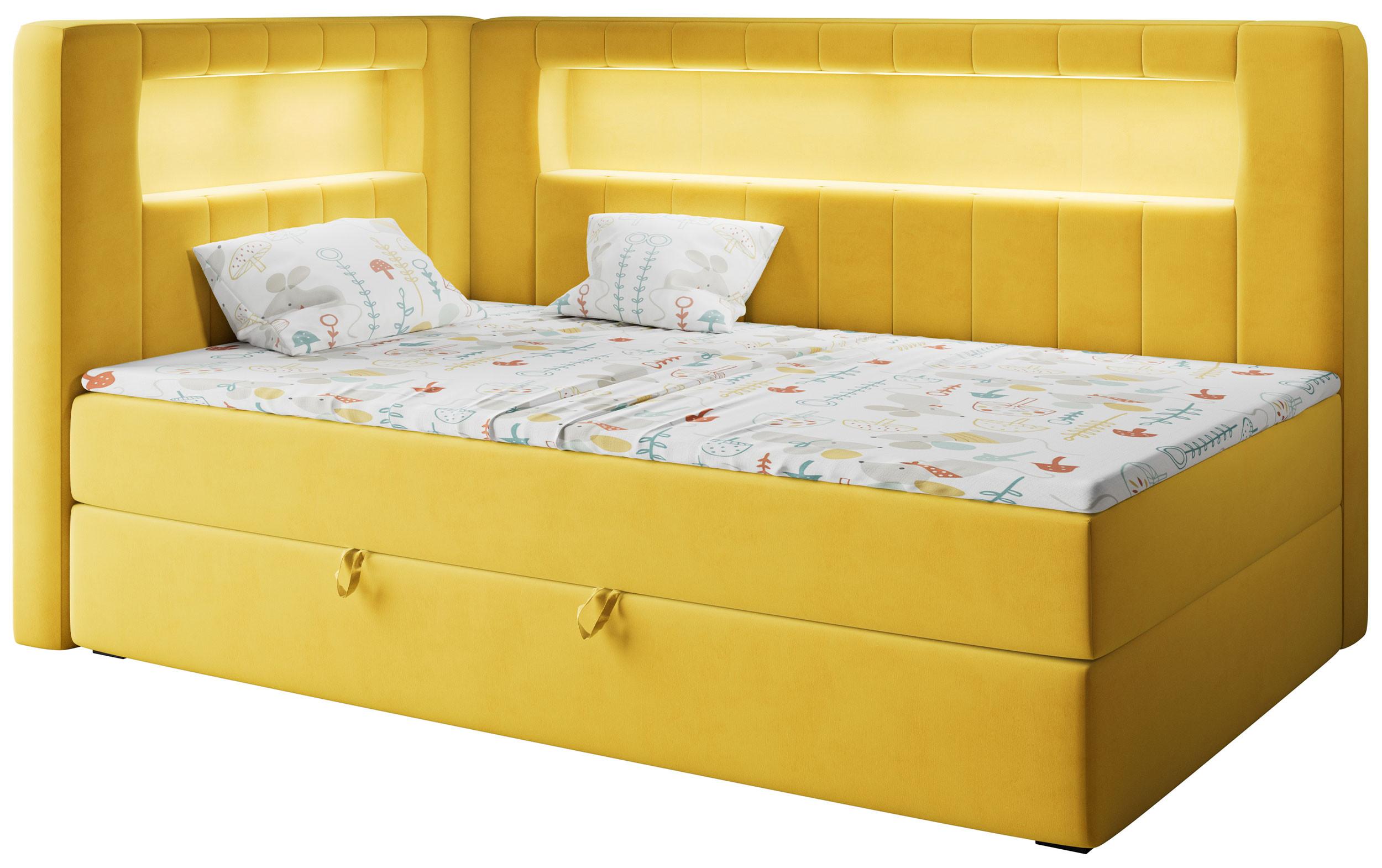 BOXSPRINGBETT JUNIOR GOLD 3 90/200 Gelb - linke Seite - Gelb, Holz/Textil (90/200cm) - MKS