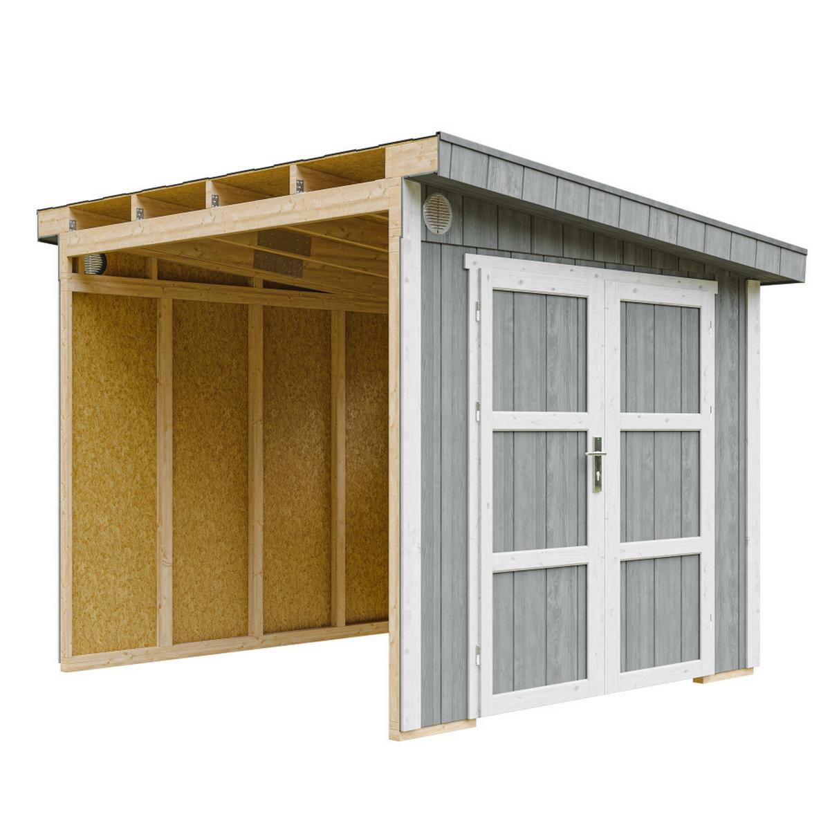 GARTENHAUS 5,9 m² - H231x248x294 cm - Ohne Boden und Seitenwand – M938B-CAVERN STEEL - Dunkelgrau, Holz (236/231/250cm) - Timbela
