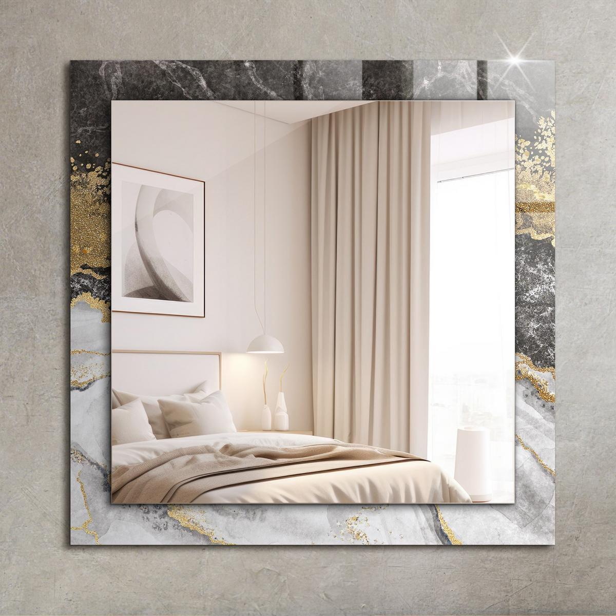 SPIEGEL 60 x 60 cm Rechteckig mit Aufdruck - Grau, Glas (60/60/0.4cm) - TULUP