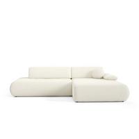 ECKSOFA DELTA R-S Creme Geflochtener Stoff mit Schlaffunktion - Creme, Holz (286/173.5cm) - MASSENO