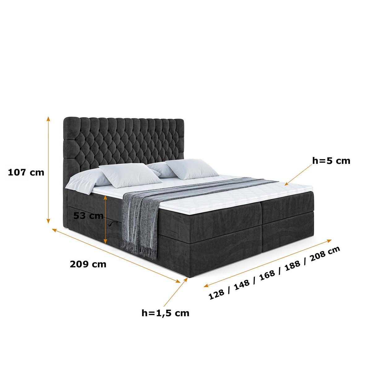 BOXBETT mit Matratze H4 und Lattenrost - SERENE - 120x200 - H4 - Schwarz - Anthrazit, Holzwerkstoff (120/200cm) - ALTDECOR