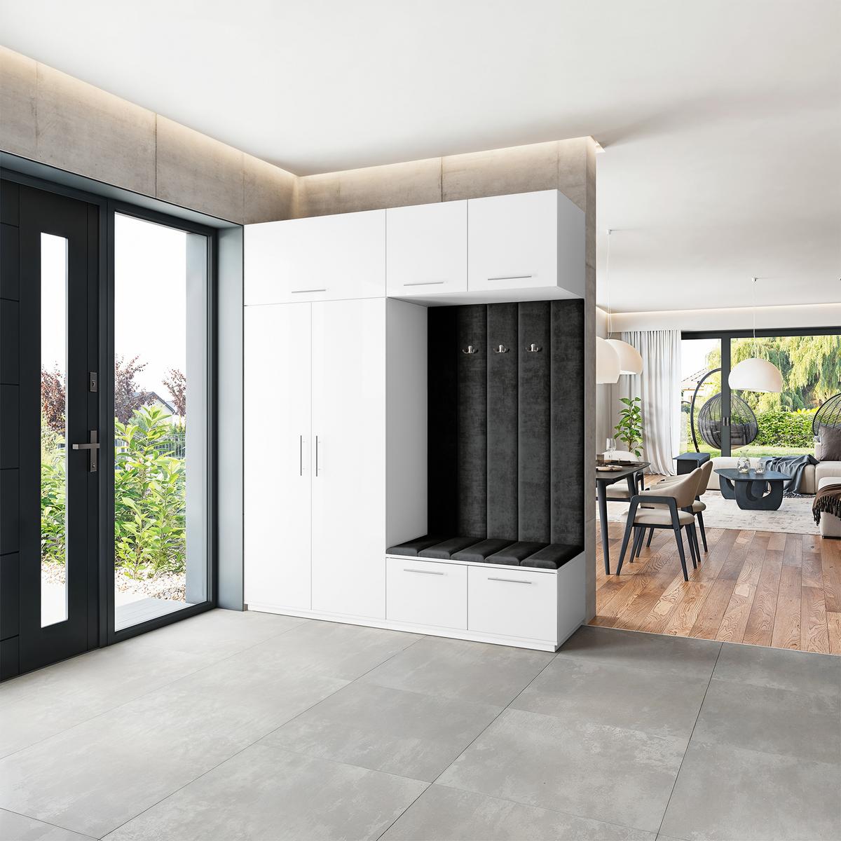 GARDEROBENSCHRANK REMA 200/240/60 cm Modern Weiß - Schwarz/Weiß, Holzwerkstoff (200/240/60cm) - MASSENO