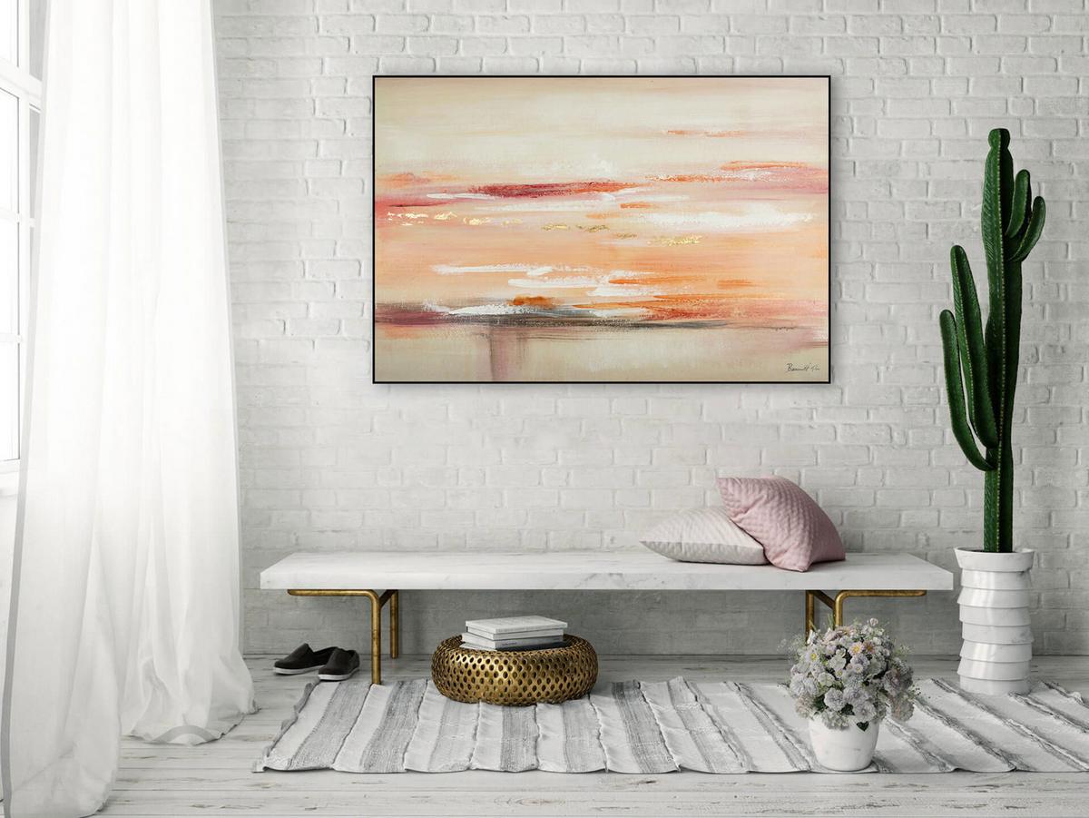 ÖLGEMÄLDE 120/80 cm - Beige/Orange, Holz/Textil (120/80cm) - KUNSTLOFT