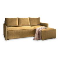 ECKSOFA PERUSI Gelb Kordstoff mit Schlaffunktion - Gelb/Grau, Holz/Kunststoff (206/143cm) - MASSENO