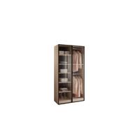 KLEIDERSCHRANK SANDBOX 100 101/49/200 cm Beige Sand / geriffeltes Glas mit LED 4 Zusatzböden - Sandfarben/Transparent, Holzwerkstoff/Kunststoff (101/200/49cm) - Lookway