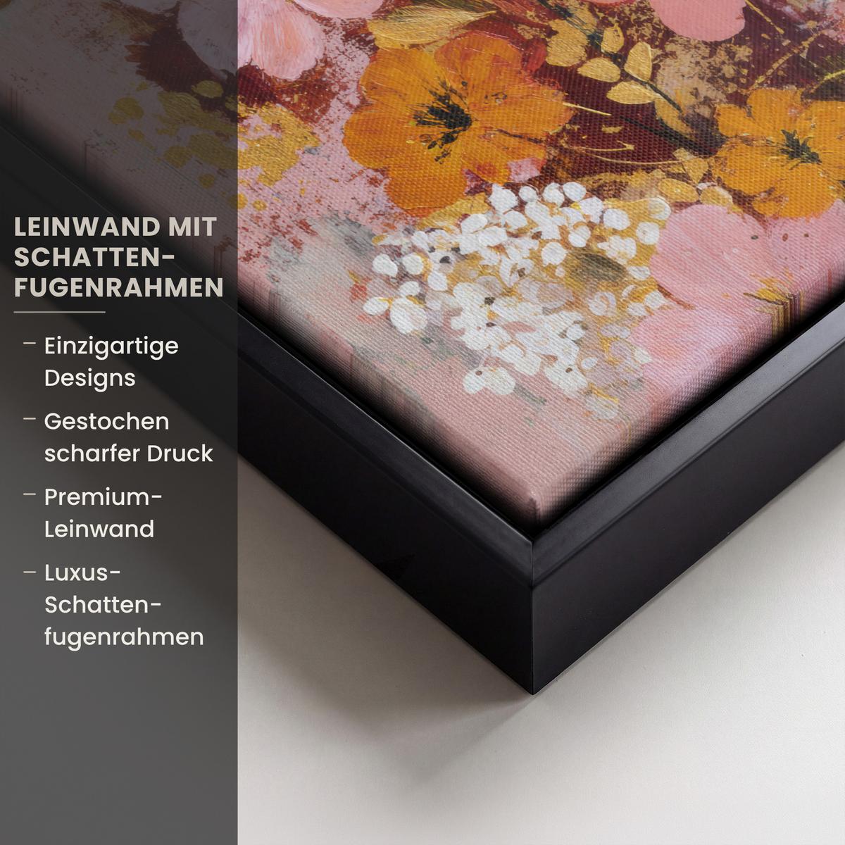 LEINWAND Bilder mit Rahmen - Malerei - Blumen - Rustikal - Rosa - 20x30 - Altrosa, Textil (20/30cm) - MuchoWow