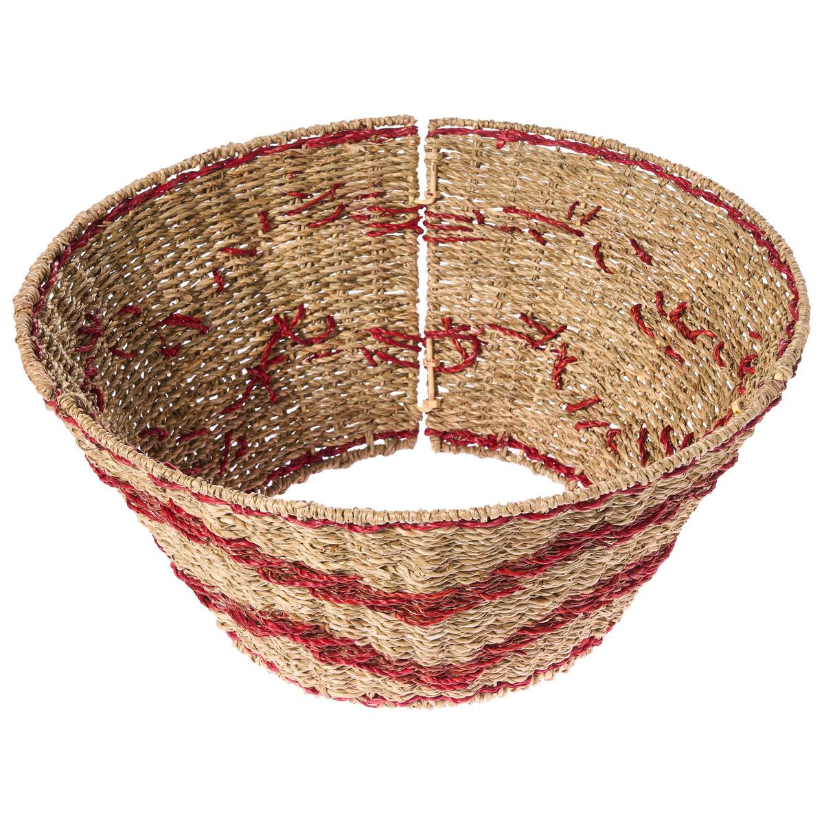 WEIHNACHTSBAUMKRAGEN 24 cm Naturfarben Hiver - Rot/Naturfarben, Naturmaterialien (24cm) - Beliani
