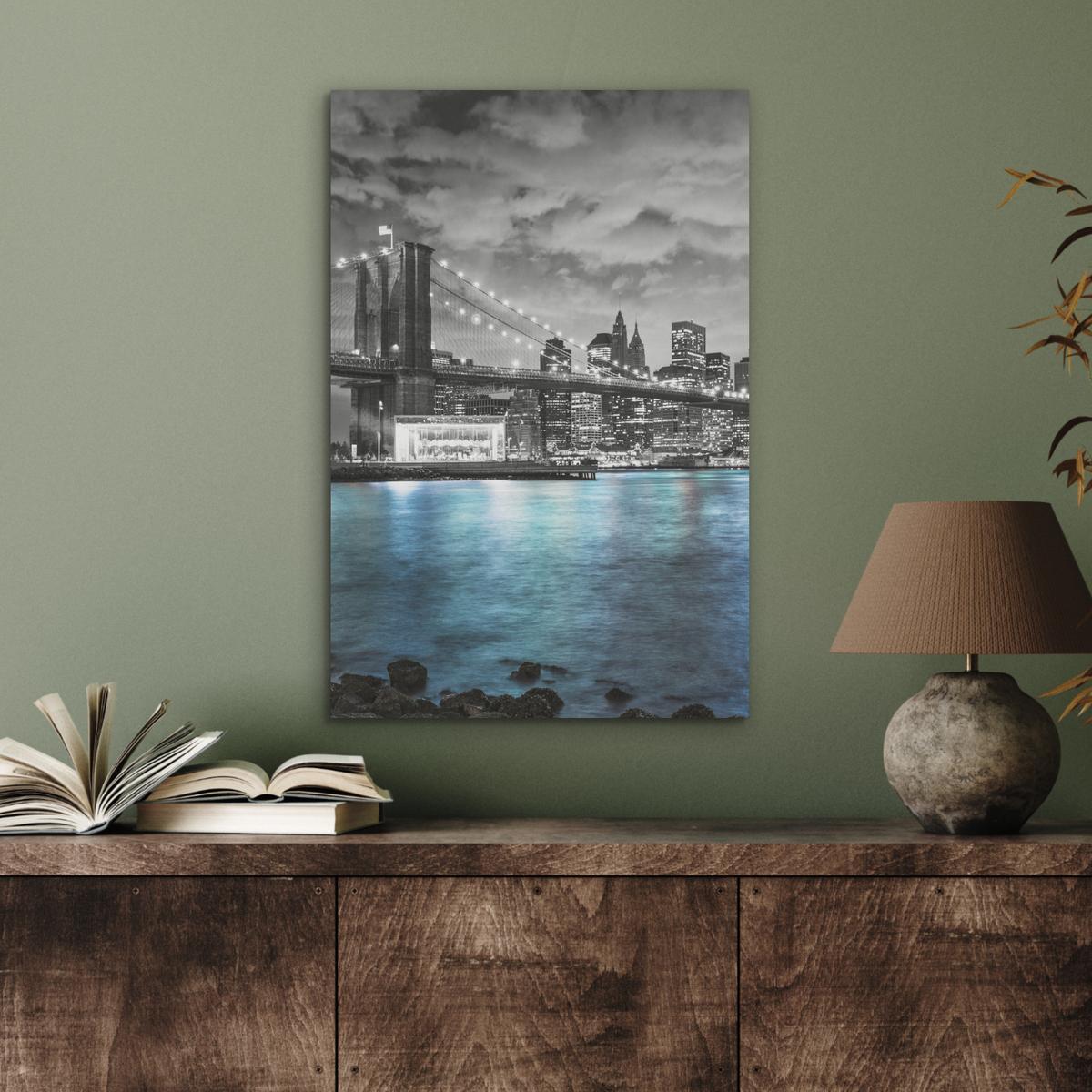 AKUSTIKBILD New York - Skyline - Stadt - Blau Kunstdruck Schlafzimmer 50x70 cm - Blaugrau, Kunststoff (50/70/0.9cm) - MuchoWow