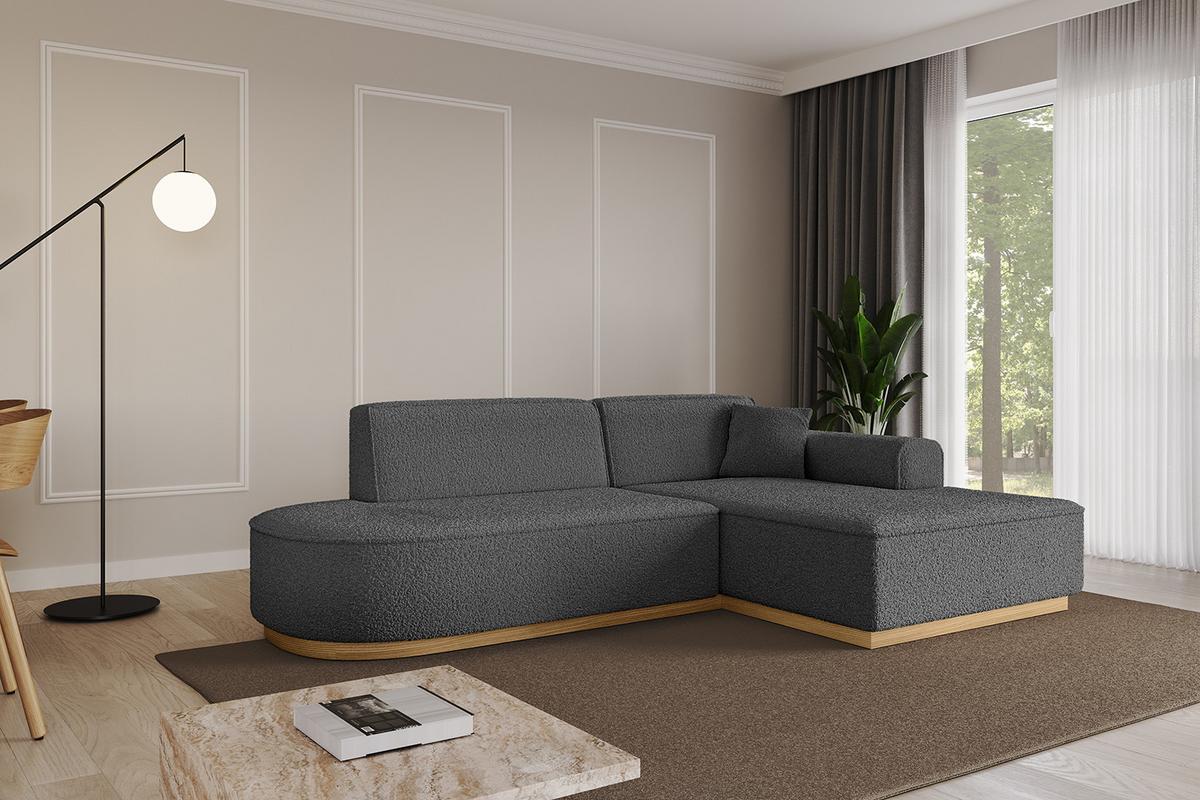 ECKSOFA Ottomane Rechts IREA-L1-v2 - 232x165x80 cm Grau - Olivgrün, Holzwerkstoff/Textil (232/165cm) - ALTDECOR
