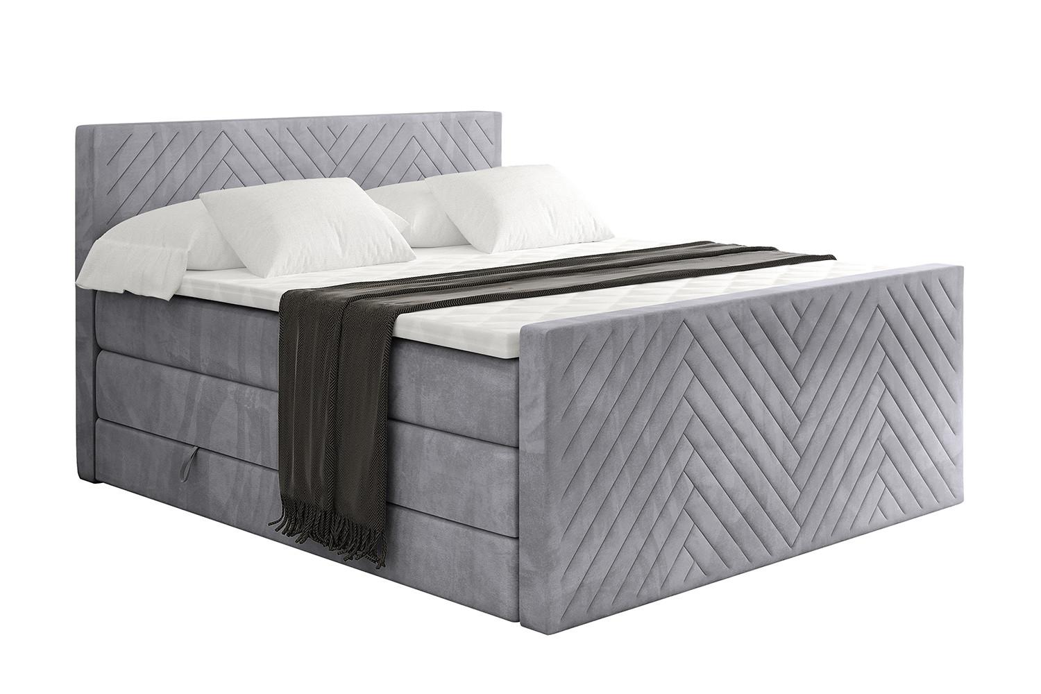 BOXSPRINGBETT mit Matratze und Lattenrost - VEXA-Z KING-120x200 - Grau Monolith - Grau, Holzwerkstoff (120/200cm) - ALTDECOR