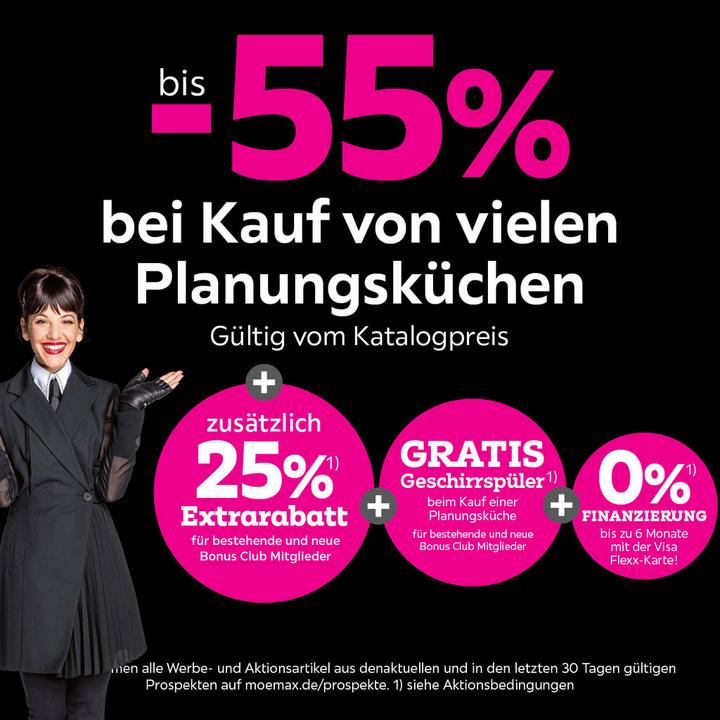 bis -55% bei Kauf von Planungsküchen + 25% Extrarabatt