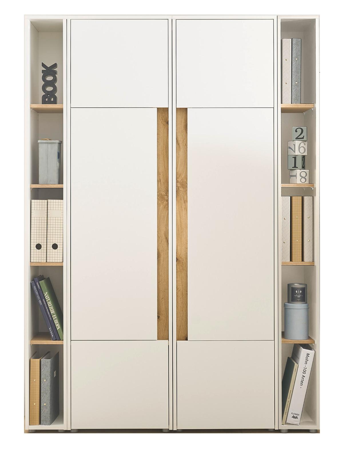 AKTENSCHRANK Set 4-teilig grau matt, Eiche Wotan 140 x 200 cm, Schrank-Regal-Kombination mit 20 Fächern - Eichefarben/Eiche Wotan, Holzwerkstoff/Kunststoff (140/200/40cm) - Furn.Design