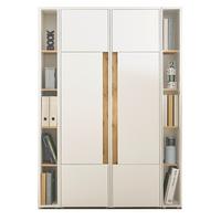 AKTENSCHRANK Set 4-teilig grau matt, Eiche Wotan 140 x 200 cm, Schrank-Regal-Kombination mit 20 Fächern - Eichefarben/Eiche Wotan, Holzwerkstoff/Kunststoff (140/200/40cm) - Furn.Design
