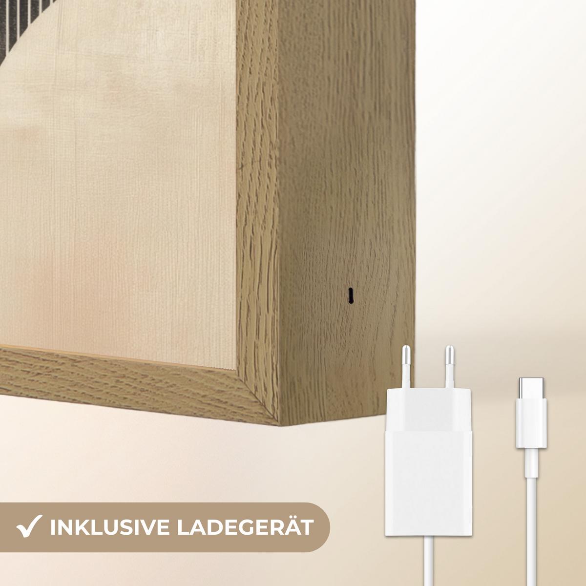WANDLEUCHTE MIT AKKU Schleife - Streifen - Minimalistisch - Schwarz 40x60 cm - Beige, Holzwerkstoff (40/60/8cm) - OnlyWow
