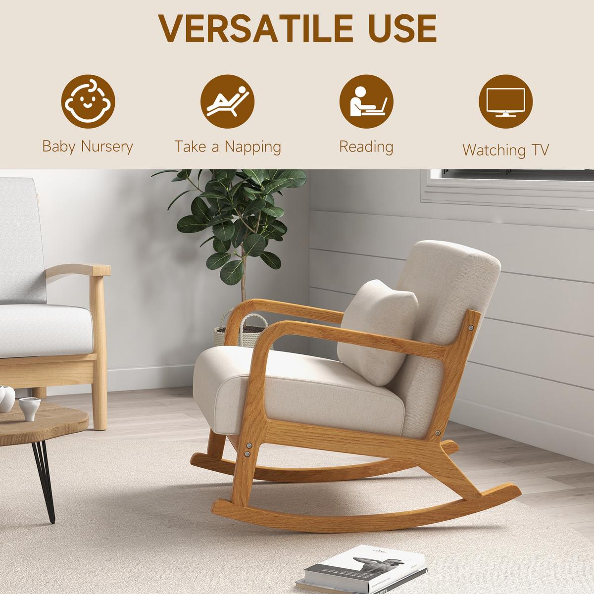 SCHAUKELSESSEL, Schaukelstuhl, Creme - Creme, Metall (92/81.5/64.5cm) - HOMCOM