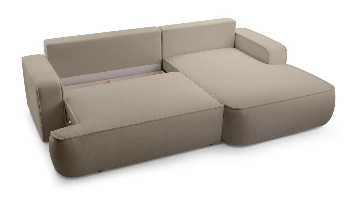 ECKSOFA L Form Ablia Beige 267/168/87 cm mit Schlaffunktion R - Beige/Schwarz, Kunststoff/Textil (267/168cm) - AX Living
