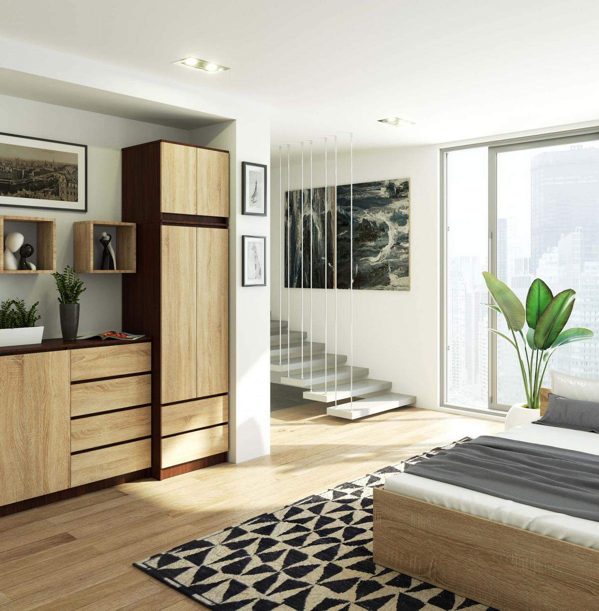 KLEIDERSCHRANK Dunkelbraun, Eiche Sonoma 234/60/51 - Dunkelbraun, Holzwerkstoff (60/234/51cm) - RAUMHIRSCH FURNITURE