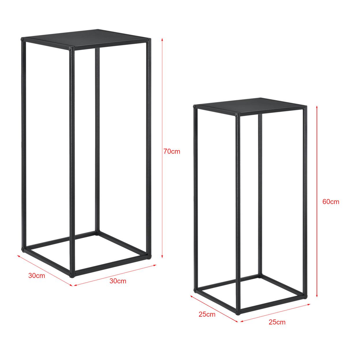 BEISTELLTISCH Barbaricina 2er Set - Schwarz, Metall (30/30/70cm) - [en.casa]