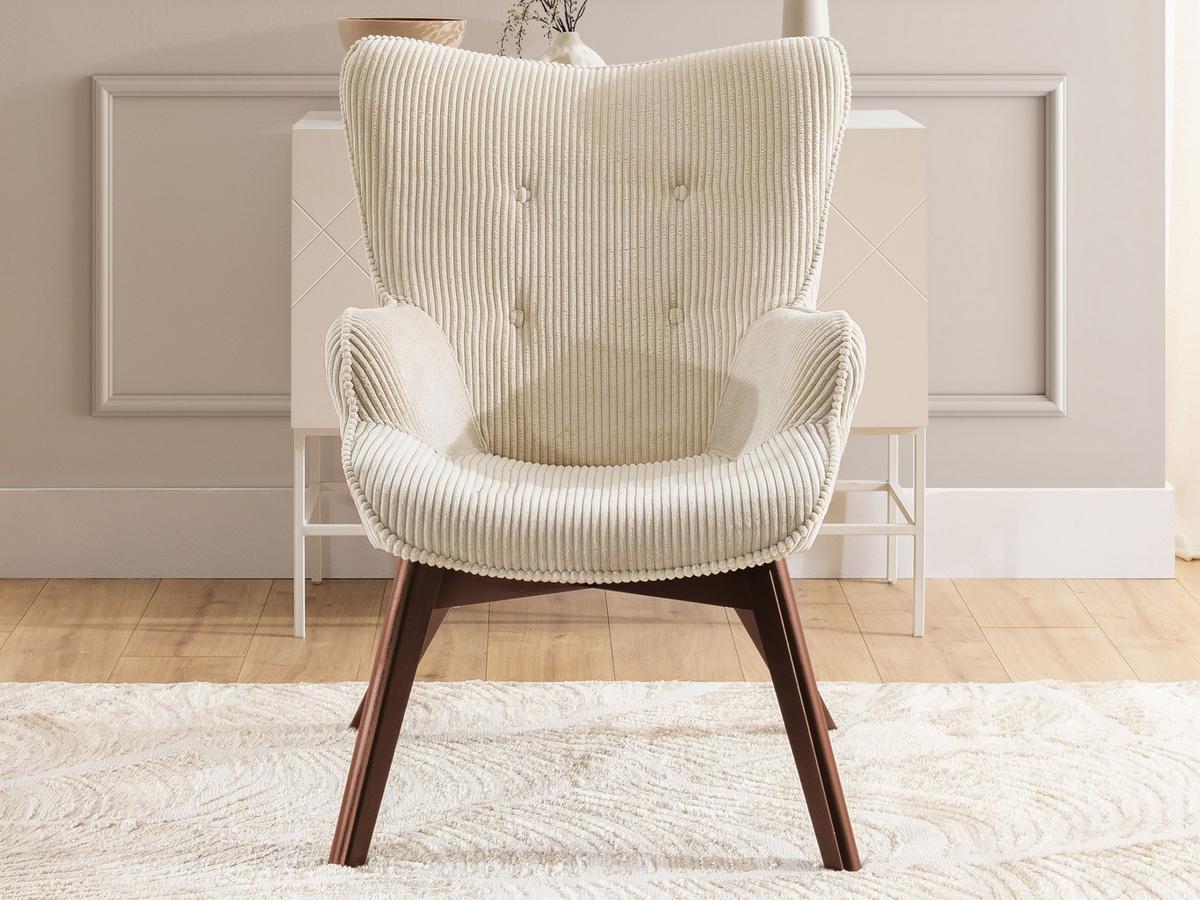 LOUNGESESSEL Lenari Beige Cordstoff mit Füßen in Braun - Beige/Braun, Holz/Textil (71/96/86cm) - S-Style Möbel